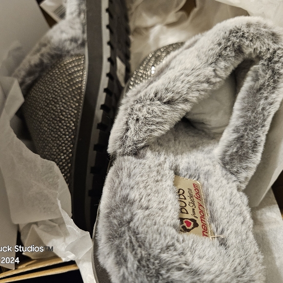 Bobs from Skechers Dream Ninja Slippers  Charcoal Size 9 Sparkles Nwt - Picture 3 of 13